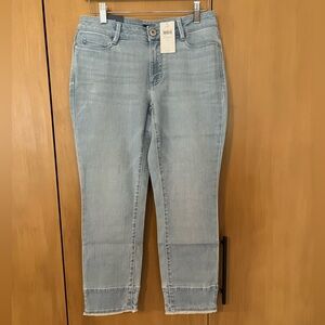 JJill Authentic Fit Cropped Jeans, FRINGED, Oxford wash, size 2 nwt